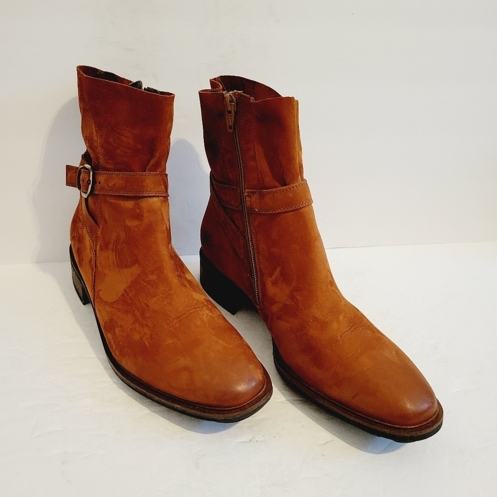 New Paul Green Women's Belted Biker Chic Bootie Cognac, Size 9
